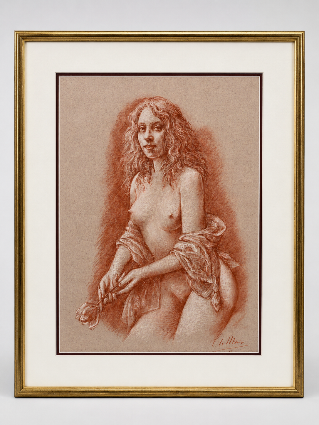 Tekening: halffiguur naakt Helena